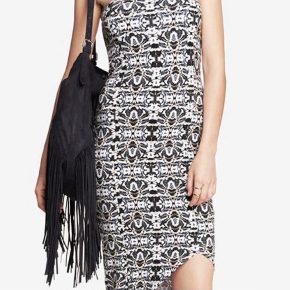 Express Black Patterned Sleeveless Halter Dress - image 2